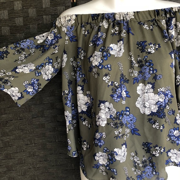 Pink Rose Tops - Off The Shoulder Floral Blouse